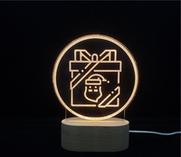 Usine En Gros Creative Hêtre En Bois Lampe 3D Acrylique LED Lampe De Bureau USB Chargeur Veilleuse