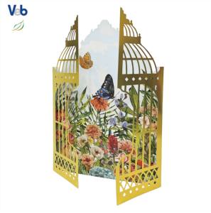 Collection mensuelle : Carte d'anniversaire autoportante pliable, motif Porte de Jardin des Fleurs, faite à la main, découpée au laser, avec dorure à chaud, écologique - Product Image 2