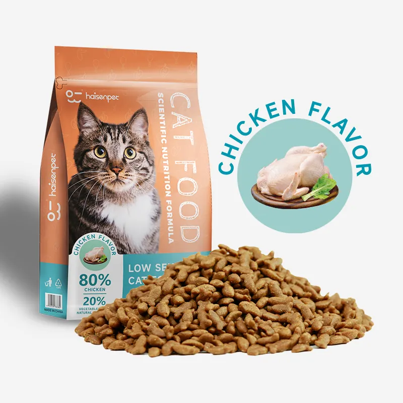 OEM mais barato Cat Food Factory Exportações 10KG High Protein Pet Food Raw Chicken Flavors Fish Shapes All Age Cat Dry Food