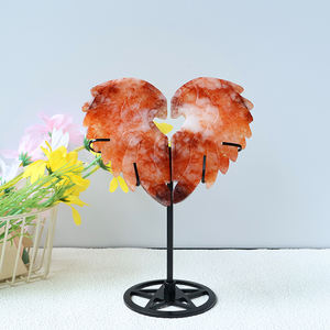 Atacado Ametista Natural Mão Esculpida De Cristal, Asa Em Forma De Coração Escultura Com Suporte, Decoração De Casa - Product Image 5