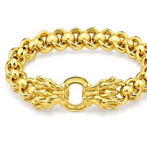 Pulsera y Brazalete Orelia Iuxe de Acero Inoxidable Plateado con Cadena Cubana, Eslabón de Cabeza de Dragón y Zirconia, Estilo Hip Hop para Hombre, Uso Diario, Regalo - Product Image 1