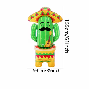 Globo de Aluminio con Forma de Cactus de 61 Pulgadas, Base Grande, para Decoración de Fiestas Temáticas Mexicanas, Regalo para Eventos - Product Image 3