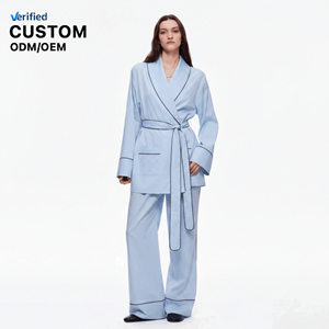 Set <span class=keywords><strong>Pigiama</strong></span> Lungo da Donna in <span class=keywords><strong>Seta</strong></span> e Raso, 2 Pezzi, con Vestaglia Kimono a Maniche Lunghe, per il Relax e il Sonno - Product Image 1