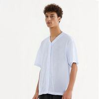 T-shirt de sport en maille à manches courtes pour hommes, coupe ample, style cardigan, OEM, vente en gros