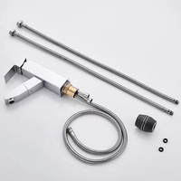 Robinet de salle de bain moderne en acier inoxydable, extractible, monotrou, avec capteur sans contact, pour eau chaude et froide, mitigeur à poignée unique et valve en céramique