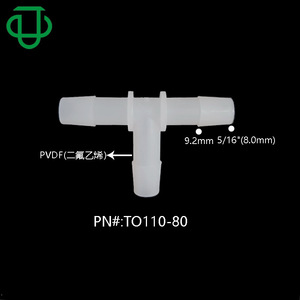 Connecteur en T en plastique PVDF à diamètre égal avec crochet barbelé pour connexion de fluides, raccord de tuyau transparent 6-8 mm - Product Image 4