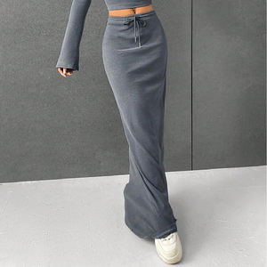 New Women <b>Skirt</b> Designer Clothing Solid Color Hip <b>Skirt</b> Casual Cotton Fitted <b>Maxi</b> Dress Women <b>Skirt</b> - Product Image 6