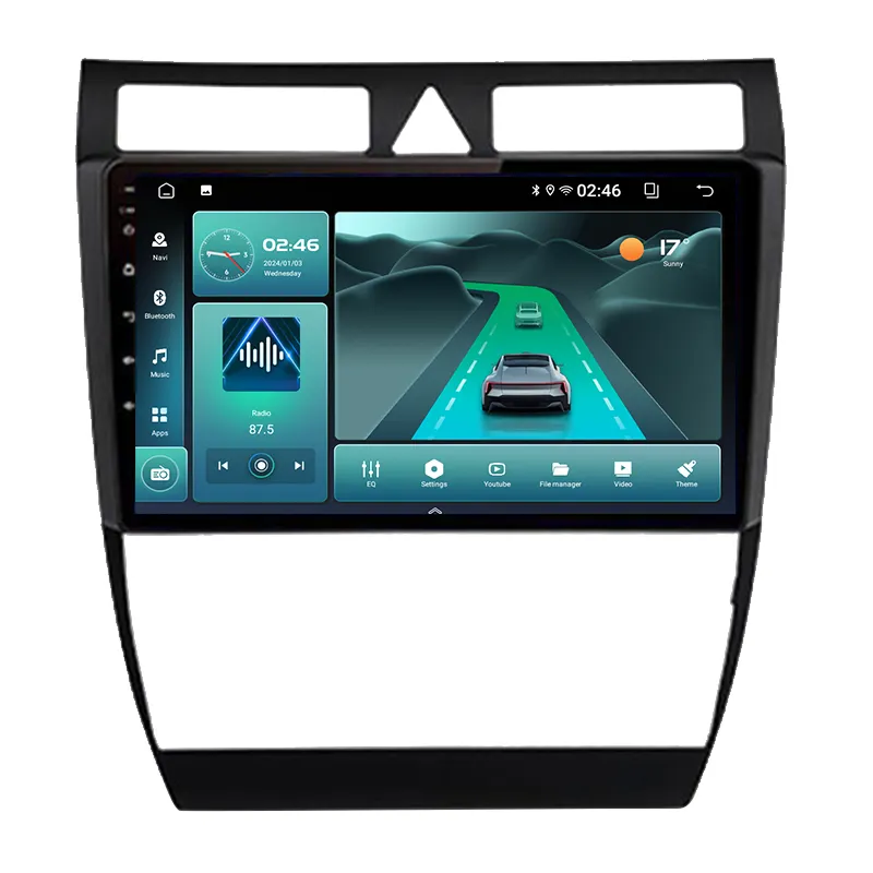 5G 2.4GデュアルバンドWIFI 2 64GカービデオプレーヤーBluetooth5.4 For Audi A6 1997-2004 GPSナビゲーションAndroidラジオCarplay