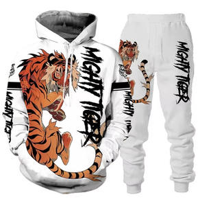 Venta al por mayor de los hombres de alto rendimiento 3D Beast Print poliéster Sudadera con capucha traje primavera otoño forrado Animal Dye técnica cuello con capucha nuevo - Product Image 1