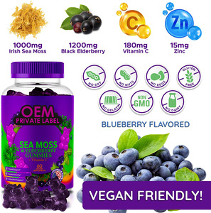 Private Label Adult Vegan Sea <strong>Moss</strong> Elderberry Gummy Candy Vitamin <strong>C</strong> Zinc Strength Immune Support Detox Energy Sleep Aid - Product Image 2