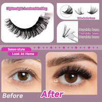 Kit d'extension de cils individuels en grappe 30-100D à volume élevé, pour application DIY, cils segmentés avec adhésif et fixateur