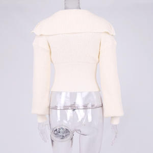 Vêtements pour femmes printemps 2022, sweat-shirt à capuche sexy, sweat-shirt <span class=keywords><strong>oversize</strong></span>, <span class=keywords><strong>pull</strong></span> personnalisé, pulls en tricot à col marin, col en V - Product Image 6