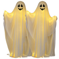 Glowing Cloth Ghost Standing Decoration Halloween Porch Outdoor Use Courtyard Lighting Setup Props