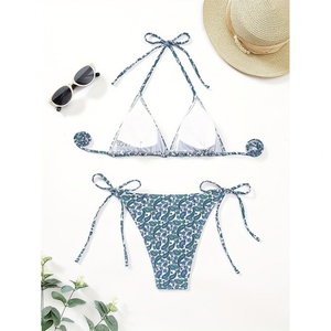ชุดบิกินี่เซ็กซี่แบบไมโครสำหรับผู้หญิง ดีไซน์โปร่งใส แต่งคริสตัลและลูกปัด ชุดว่ายน้ำชายหาด - Product Image 2