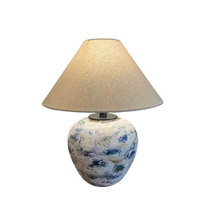 New Table Lamp - Ceramic <strong>Vase</strong> Design Vintage Style <strong>Lighting</strong> with Linen Fabric Lampshade Sustainable Lamps <strong>for</strong> Home Decoration - Product Image 1