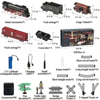 1:68 DIY Gare Ferroviaire Électrique Télécommande Piste Train à Vapeur Locomotive Jouets avec Vrai Éclairage et Son pour Enfants