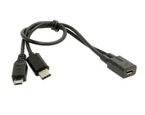 분배기 어댑터 마이크로 USB 암-USBC 수 + Type-C 수 케이블 연장