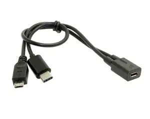 محول الفاصل USB صغير أنثى إلى USBC ذكر + نوع-C تمديد