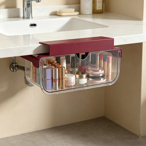 Under Desk Storage Drawer Transparent Organizer For Office Bathroom Makeup Stationery Hook Type Rectangle Single Layer - Product Image 1