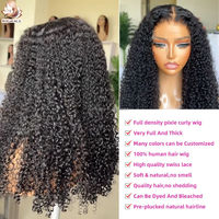 Perruque bouclée Pixie double densité de grade 15A, sans colle, avec closure en dentelle HD transparente 5x5, cheveux humains indiens bruts alignés sur les cuticules