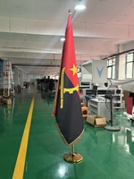 Drapeaux à franges avec base en acier inoxydable, forme triangulaire, imprimés par sublimation, drapeaux nationaux pour bureau/conférence