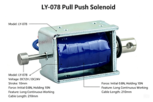 Électroaimant à poussée-traction <span class=keywords><strong>DC</strong></span> 12V 24V à fonctionnement continu, actionneur linéaire à course de 10 mm pour équipement d'automatisation - Product Image 4