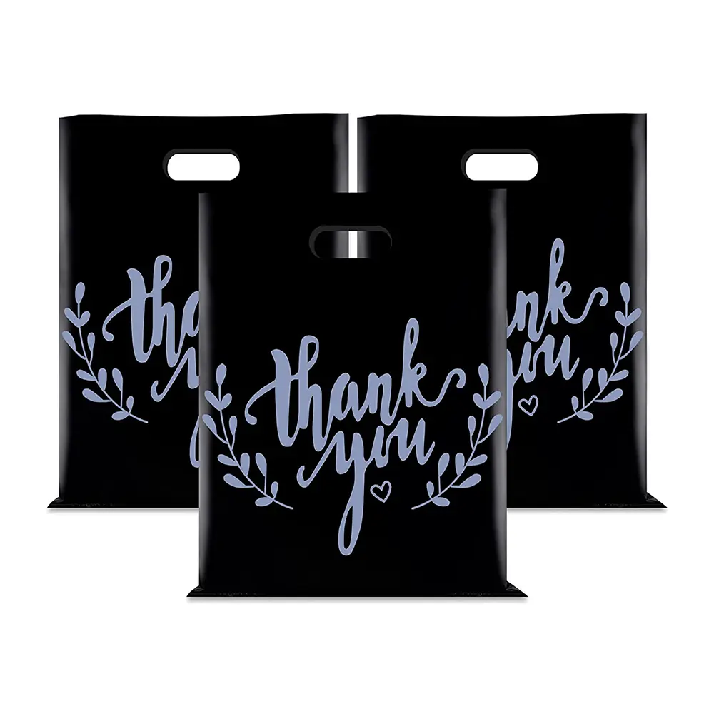 Custom Dank U Merchandise Tassen Retail Boodschappentassen Voor Boutique Gift Bulk Die Cut Handvat Plastic Zakken