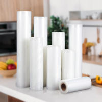 Sacs de mise sous vide transparents gaufrés pour la conservation des aliments, emballage en plastique nylon, grand rouleau de sacs de mise sous vide texturés transparents