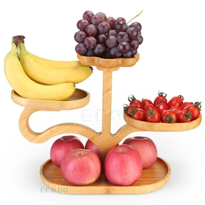 Présentoir à desserts rond classique en bambou non toxique à 4 niveaux, directement de l'usine, pour pâtisserie, gâteaux et présentation de pâtisseries - Product Image 2