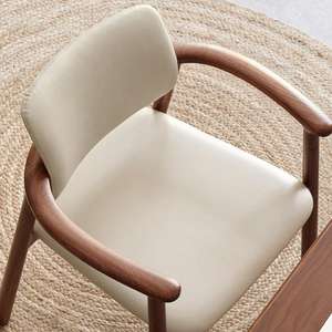 Cadeira de Jantar Moderna de Luxo em Madeira Maciça Estilo Medieval com Apoio de Braço e Assento Macio para Casa, Sala de Estar e Escritório Casual - Product Image 4
