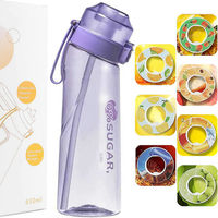 Bouteille d'eau de 650 ml avec capsules aromatisées, sans sucre, gourde de sport pour la gym, 7 capsules aromatiques pour bouteille d'eau, bouteille d'eau parfumée en Tritan