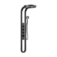 Ensemble de douche intelligent mural de luxe moderne personnalisé en acier inoxydable brossé à double poignée avec thermostat et jet pluie durable