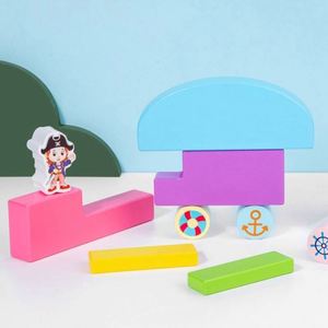 Juego de Equilibrio de Madera con Bloques de Construcción y Tarjetas Educativas, Divertido Juego Interactivo de Apilamiento de Torres para Niños y Adultos - Product Image 3