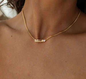 Collana con Nome Personalizzata alla Moda, Catena a Maglia con Piccolo Ciondolo Iniziale, Collana in Acciaio Inossidabile con Lettera Personalizzata e Cuore o Stella - Product Image 2