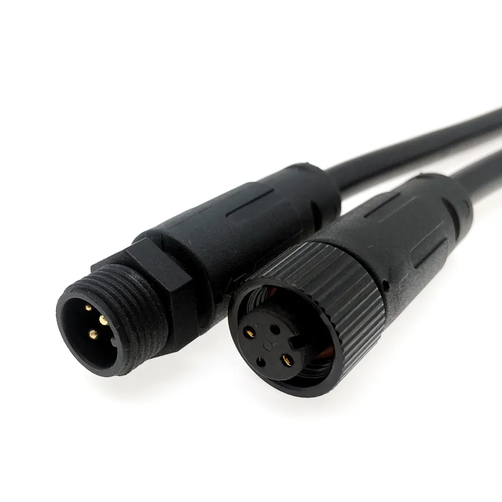 M12 IP68 Tread Panel Mount Quick Lock Type Waterproof Power Connector Cable M12 Wire To Wire Electric Connectors Production