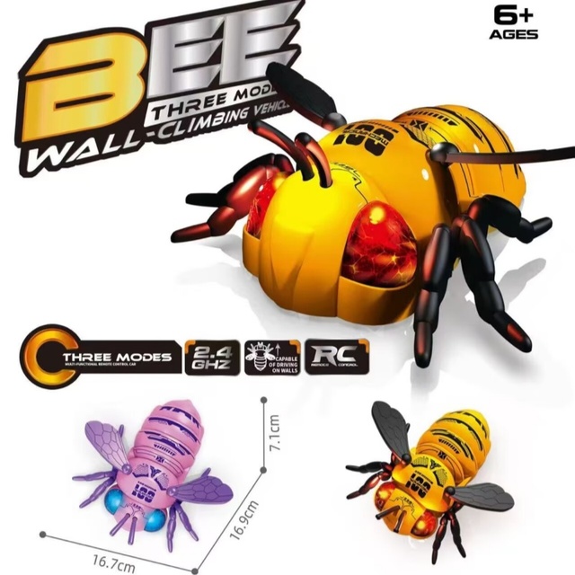 RC Wall Climbing Bee Toy Featuring 360° Rotation and Cool Lighting Effects for Children