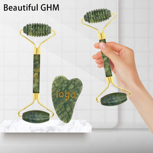 Ensemble de pierres de massage certifiées de marque Xiuyan Green, mini rouleau de <span class=keywords><strong>jade</strong></span> Gua Sha pour le visage, avec logo, vente en gros - Product Image 3
