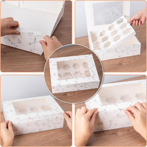 Fourniture de restaurant Séparateur en carton de carreaux personnalisé Boîte à gâteau de mariage <span class=keywords><strong>d</strong></span>'<span class=keywords><strong>anniversaire</strong></span> Fenêtre transparente Boîte <span class=keywords><strong>d</strong></span>'emballage à emporter pour gâteau - Product Image 2