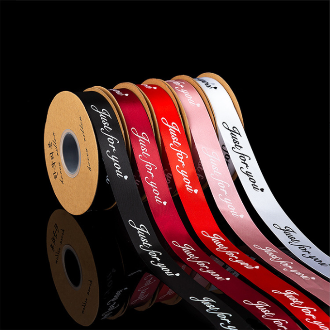 2.5cm Wide English Letter Printed Satin Ribbon - Wholesale Floral Gift Wrapping Ribbon for Bouquets, Cakes & Crafts