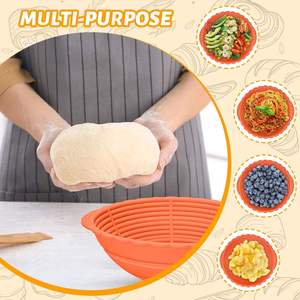 Factory Wholesale Custom Foldable Silicone Bread Proofing Basket Bread <b>Baking</b> Supplies <b>Set</b> for Home Cooking - Product Image 2