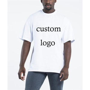 Wholesale <strong>Pro</strong> <strong>Club</strong> Embroidery Custom logo 50/50 Polyester Cotton Plain Heavy Weight Oversized White t <strong>Shirt</strong> Printing - Product Image 1