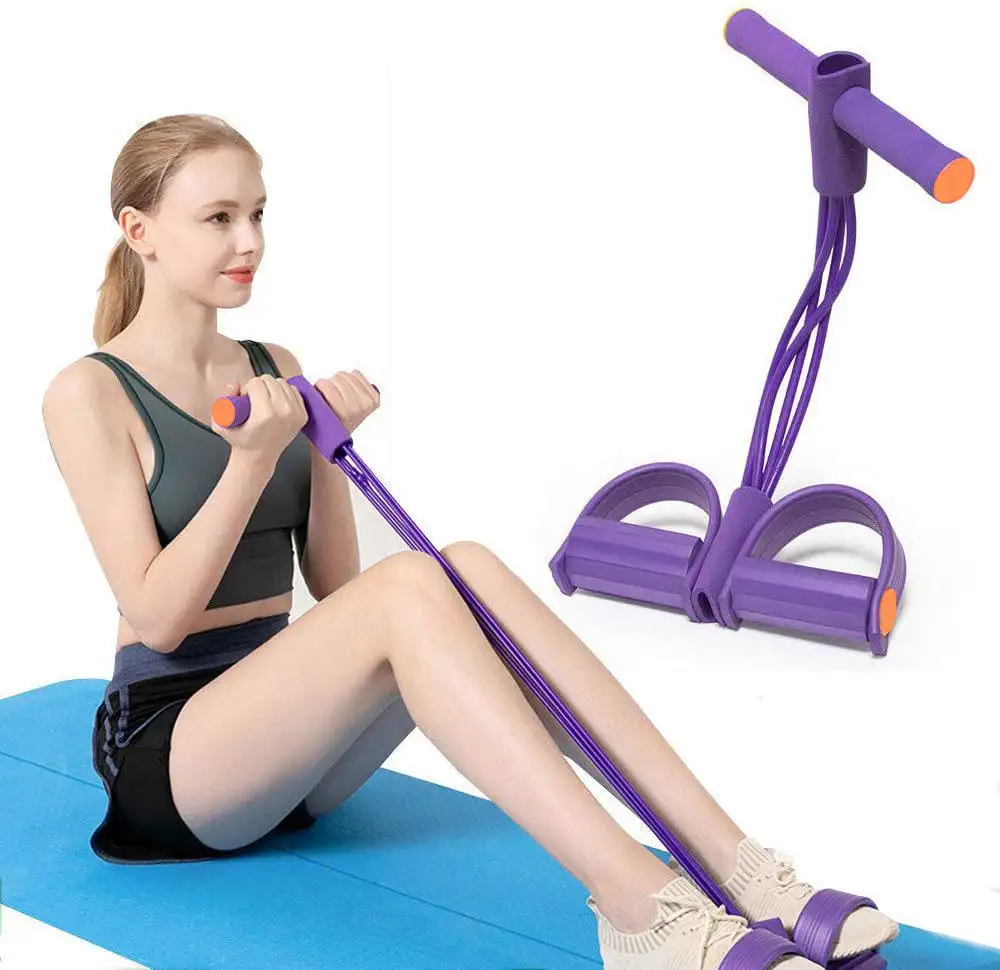 Fasce di resistenza al Fitness Indoor attrezzature per esercizi elastiche con fune da allenamento in palestra con 4 valvole a pedale