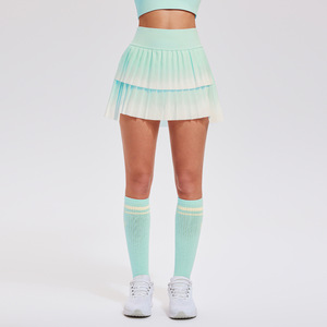 Rok S-3XL model A-line untuk Golf, rok tenis warna kontras lipit polos, pakaian di samping saku A-line, rok pinggang tinggi mewah - Product Image 2