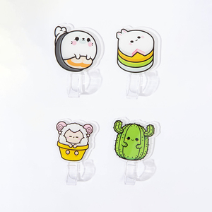Gancho de pared transparente de acrílico con diseño de dibujos animados, sin costuras, para cocina, baño, manualidades de plástico, personalizable, venta al por mayor - Product Image 6