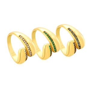 แหวนสแตนเลสชุบทอง 18K ขายส่ง แหวนเปิดประดับเพชรซิร์โคเนีย แหวนแต่งงาน แหวนหมั้น แหวนปรับขนาดได้ เครื่องประดับสำหรับผู้หญิง - Product Image 3