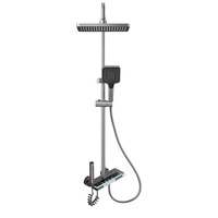 Ensemble de douche mural de luxe en alliage d'aluminium anodisé avec affichage numérique LED personnalisé OEM, barre coulissante à effet pluie haute pression en céramique