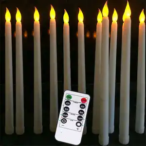 Anpassbares Logo lebensecht Kunststoff ferngesteuerte LED-Kerze 3D-Docht flammenlose konische Akku-Kerze für Weihnachtsfeiern