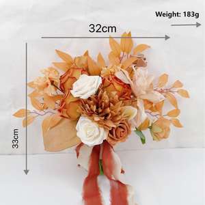 <span class=keywords><strong>Bouquet</strong></span> <span class=keywords><strong>de</strong></span> <span class=keywords><strong>mariée</strong></span> artificiel en soie, roses champagne orange, toucher réaliste, pour mariage, <span class=keywords><strong>mariée</strong></span>, demoiselle d'honneur - Product Image 5