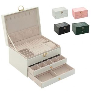 Hot Sale Rectangle Three-Layer Velvet Snap Closure <b>Drawer</b> Display Box Simple Style Fashion Jewelry Storage for Necklaces - Product Image 3