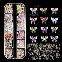 Vente en gros FANXI FX250918-6 Style 12 Grilles Décoration Ongles Papillon Accessoires Ongles de Luxe pour Nail Art DIY